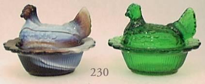 Mosser Glass Item 230 Hen on Nest Salt (Original Mold in 1987) Size: 2 7/8 Long, 2 3/8 Wide, 2 1/8 High Remarks:This