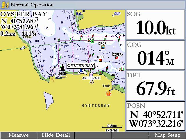 Main Pages > Map Page Viewing a Main Page in Full-Screen Mode Use the DATA key to view the main page in full-screen mode, without functions, the status bar, or Digital Data fields.