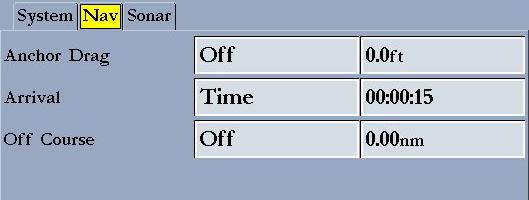 The System sub tab contains the following alarms: Clock provides an alarm for the system clock. Enter a time in the time field and turn the alarm on and off from the control field menu.