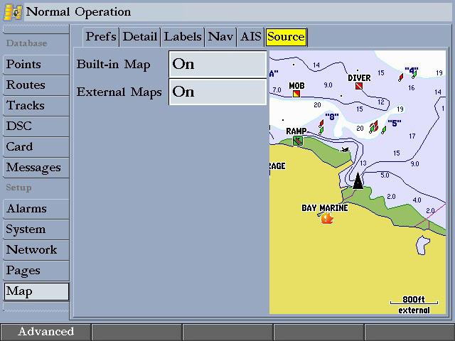 Main Menu > Map Tab AIS Sub Tab AIS (Automatic Identification System) alerts you to area traffic. AIS provides ship IDs, position, course, and speed for ships equipped with a transponder within range.