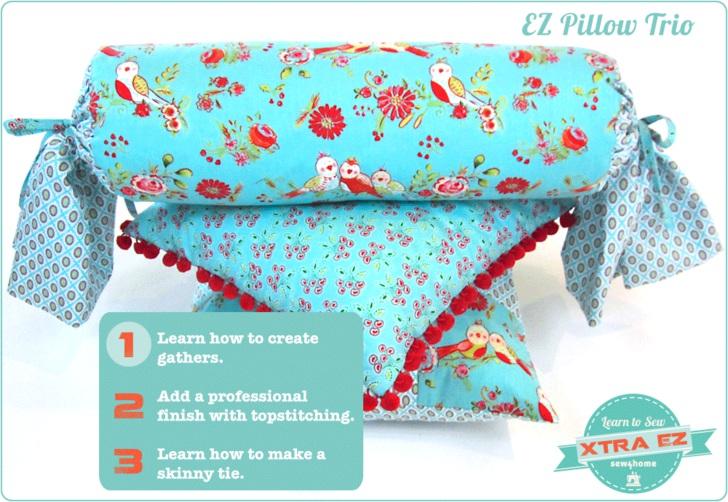 Published on Sew4Home Learn To Sew: Xtra EZ Pony Tail Bolster Pillow Editor: Liz Johnson Thursday, 17 October 2013 1:00 This finished pillow may look complex, but the steps are.
