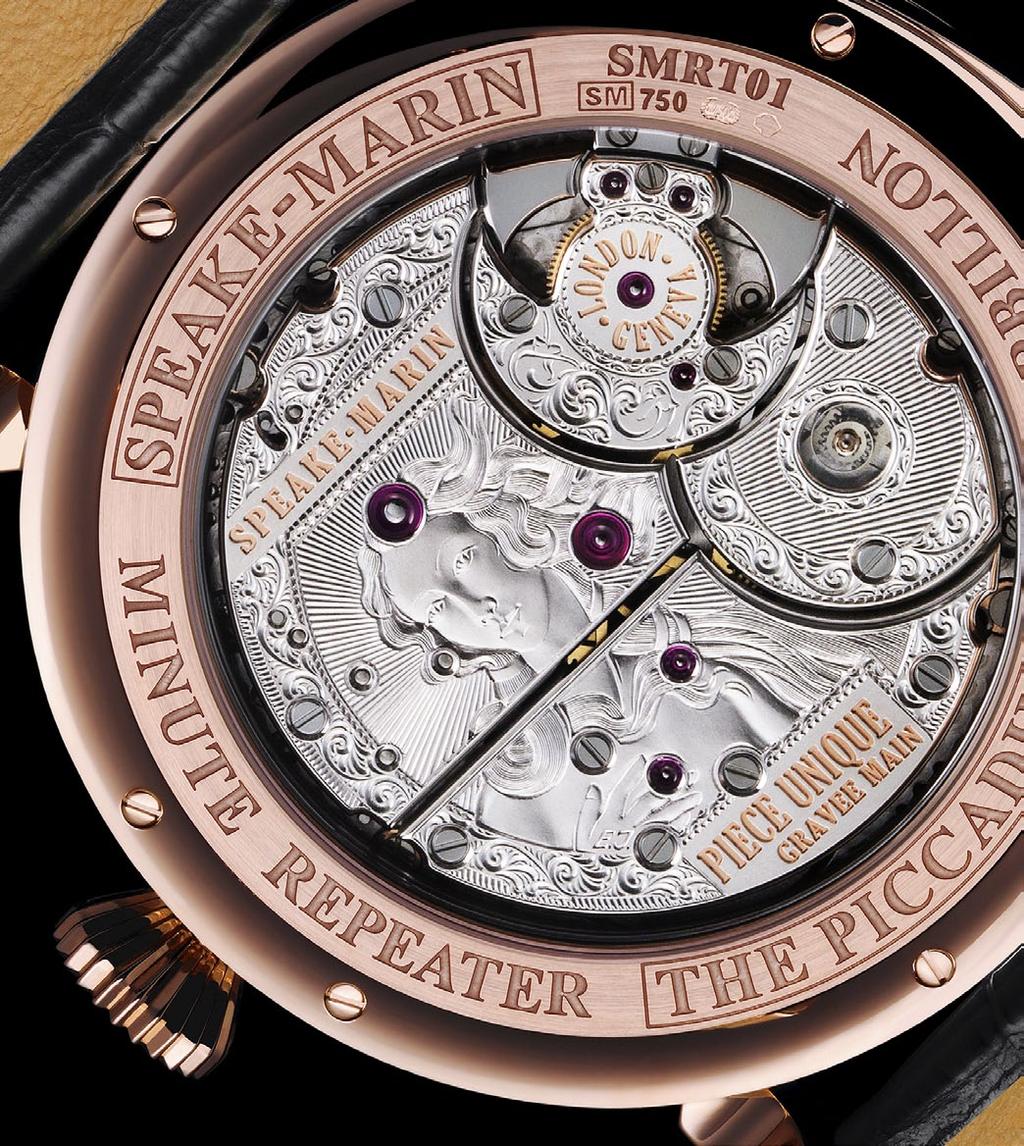 36mm Power reserve: 100 hours Jewels: 29 Number of components: 330 Speake-Marin signature motif topping-tool design tourbillon cage Tourbillon cage: 13.