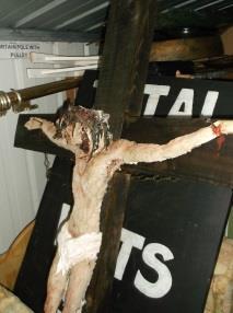 Jesus on Crucifix Gold metal tea trolley Silver trays (On