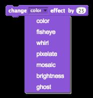 define animate set ghost effect to 100 show repeat 25 change ghost