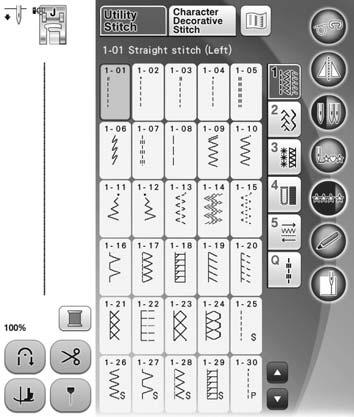 SELECTING UTILITY STITCHES SELECTING UTILITY STITCHES Utility Stith LCD Sreen Press key with your finger to selet the stith pttern, to selet mhine funtion, or to selet n opertion indited on the key.