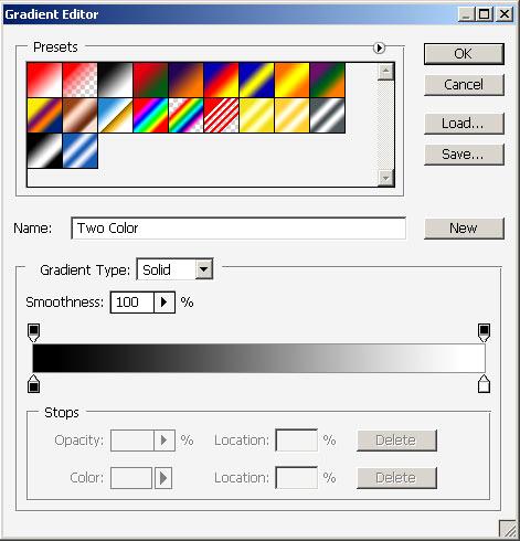 We need to choose at least two colors to make a gradient. By default they are black and white as you see on the image.