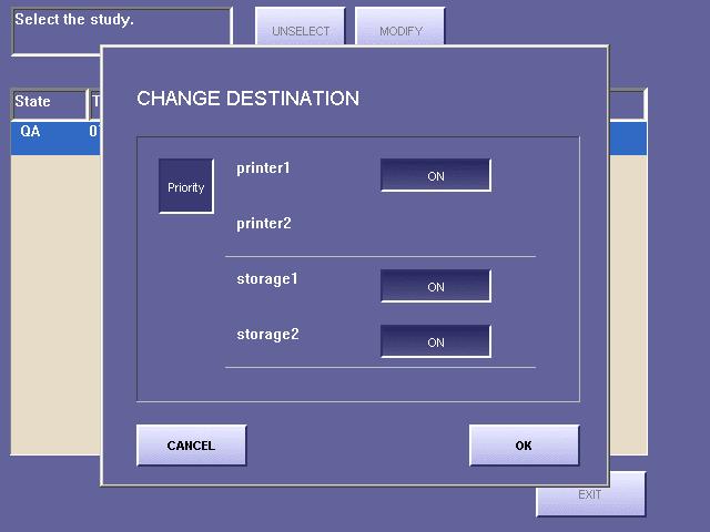 3. Output Control (Process Viewer) 3 Open the CHANGE DESTINATION window. Touch [MODIFY]. [MODIFY] will not be displayed if no output destination has been set.