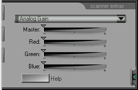 Analog gain Analog gain is used to adjust the intensity of the scanner s light source, emphasizing selected colors in the input image.