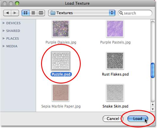 choose Texturizer: Go to Filter > Texture > Texturizer.