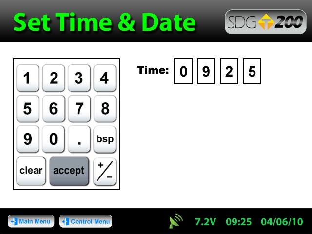The date will display in either the DD/MM/YY or MM/DD/YY format which may be toggled from the button located on both screens.