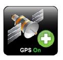 GPS status can be toggled ON or OFF. When the GPS is ON the satellite dish on the status bar turns from red to green.