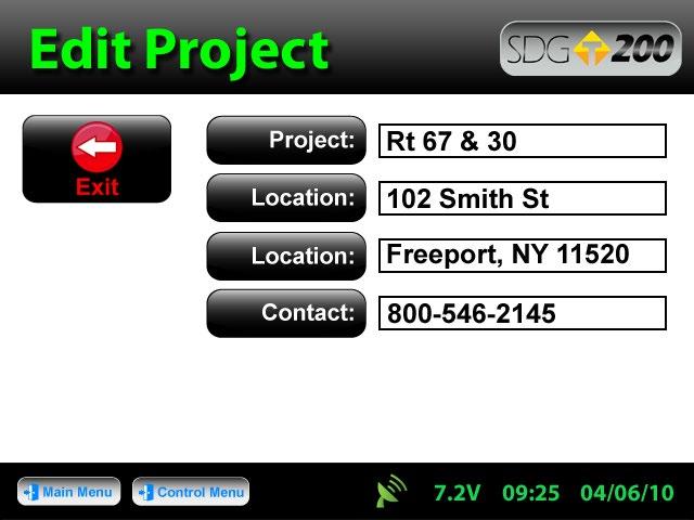 Editing Project Details There are four black buttons labeled Project Location Location Contact.