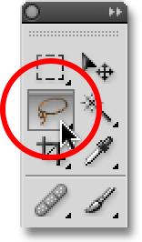 Select the Lasso Tool from the Tools palette, or press the letter L on your keyboard to quickly select it with the shortcut: Select the Lasso Tool.