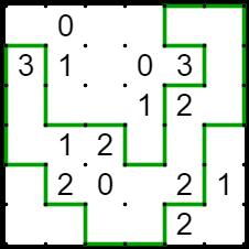 ) SLITHERLINK (7 points) Draw a single, non-intersecting loop that only consists of horizontal and vertical segments between the dots.