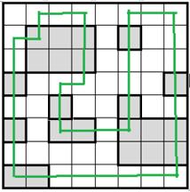 ) SNAKE (7 points) Locate a snake in the grid, head and tail are not given. The snake does not touch itself even at a point.
