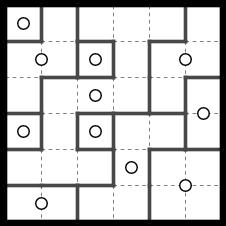 ) NEIGHBOURS ( points) Draw some regions in the grid so that each region contains exactly one numbered cell and each numbered cell is part of exactly one region. Not all cells must belong to regions.