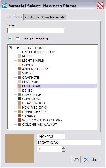 Door Material In the Door Material section, there are two choices for material. This function can be used for accent door colors within your drawing. The two material choices are shown below.