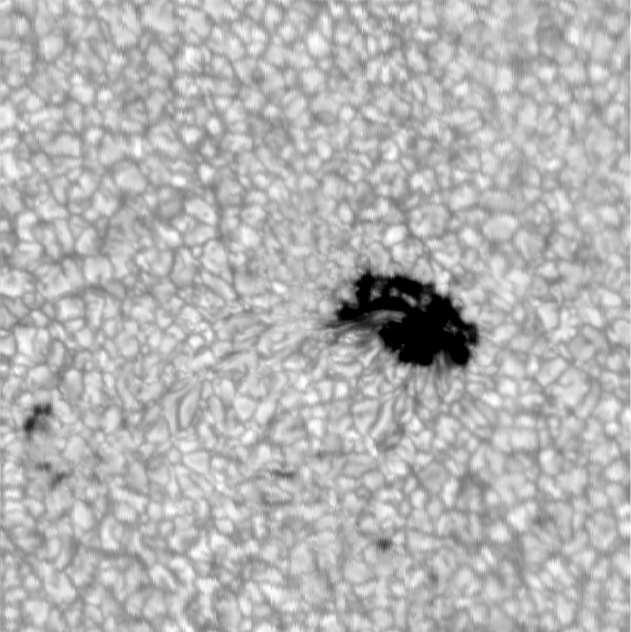 approximately 600s for each scan. Top left: newly emerging AR at disk center, Top right: trailing plage of AR12436, located at µ=0.82 Bottom left: Main spot of AR12436 at µ=0.