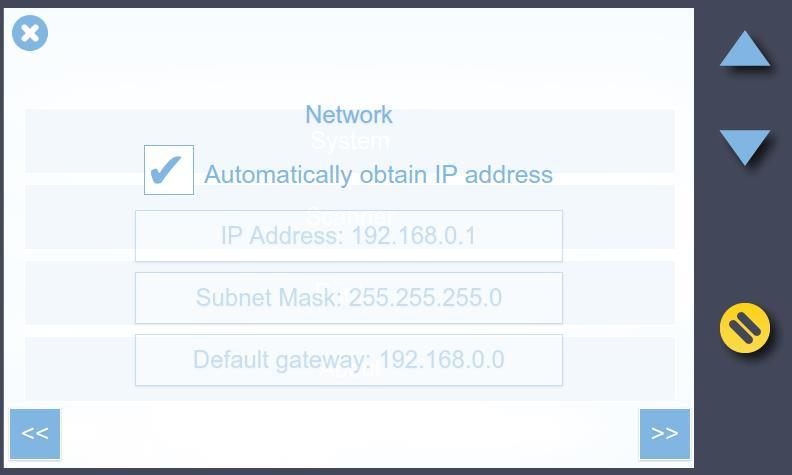 Scanner setup 15 Scanner installation 14 LAN network settings (static) To manually set a static network IP address follow the screens shown in [path] below to uncheck Automatically obtain IP address.