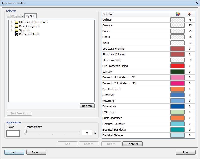 This tool lets you customize color and transparency profiles based on Selection/Search Sets.