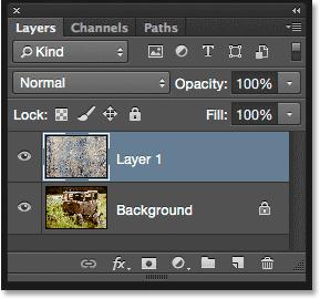 above it: The photo and the texture are now on two separate layers inside the same document.