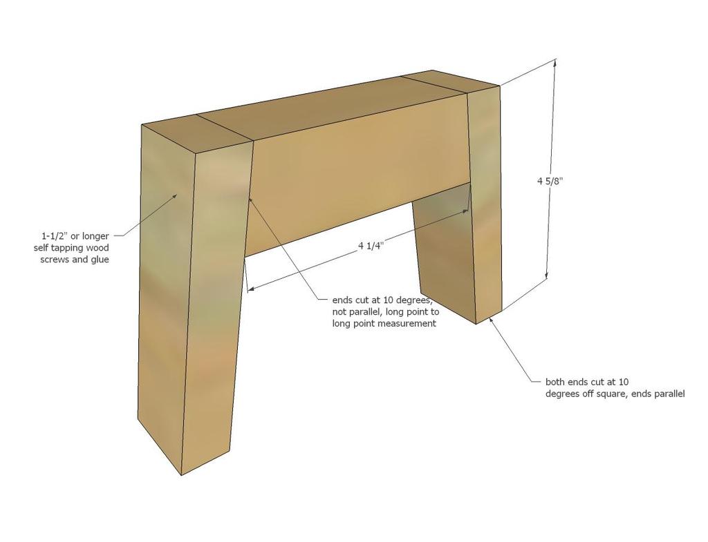 [25] Attach the 1x2 legs to the 2x2 back support piece with 1-1/2" self tapping screws or