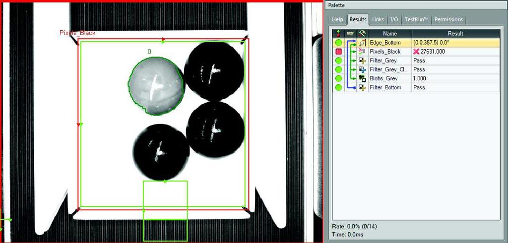 The Edge_Bottom tool finds the bottom of the box in the image with the help of the Filter_Bottom tool that does point filtering in the area where Edge_Bottom is looking for an edge.