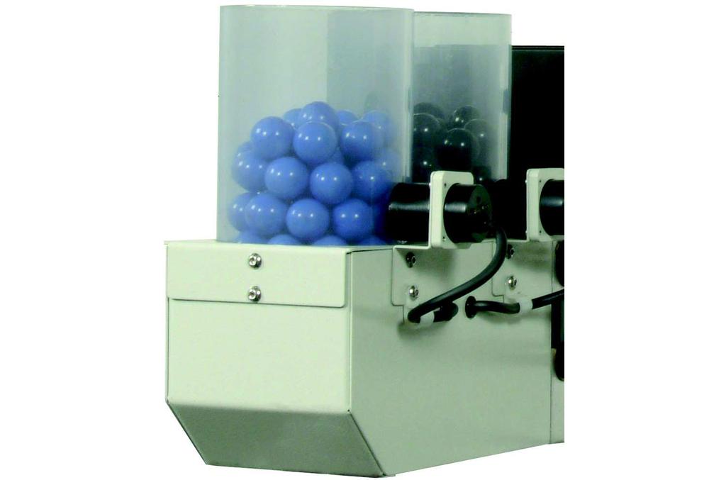 4. Fill the Part Feeder using marbles of two different colors. Use black marbles in the first hopper and blue marbles in the second hopper, as shown in Figure 40. Also, make sure to use white boxes.