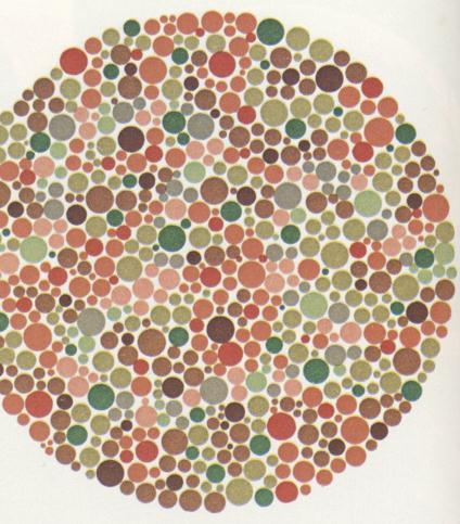 Color blindness test Maze in subtle intensity contrast Visible only to