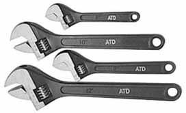 ADJUSTABLE WRENCHES PIPE WRENCHES ATD-425 4 Piece Adjustable Wrench Set 6", 8", 10" and 12" wrenches Metric scale on one side SAE scale on other side $52.