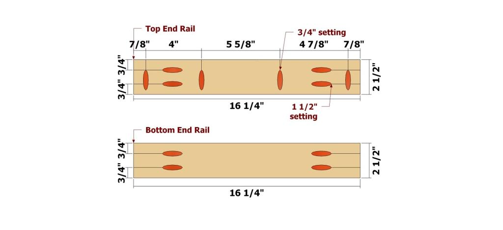 Top End Rails and Bottom End Rails. Make two of each.