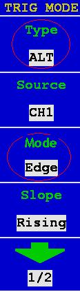 mode is used to observe two unrelated signals. You can choose different trigger modes for different channels. The options are as follows: edge, video, pulse or slope.