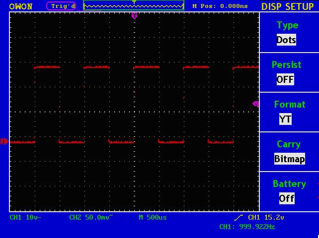 Fig.5-33 Display in Dots form Persist When the Persist function is used, the persistence display effect of the picture tube oscilloscope can be simulated: the reserved original data is displayed in