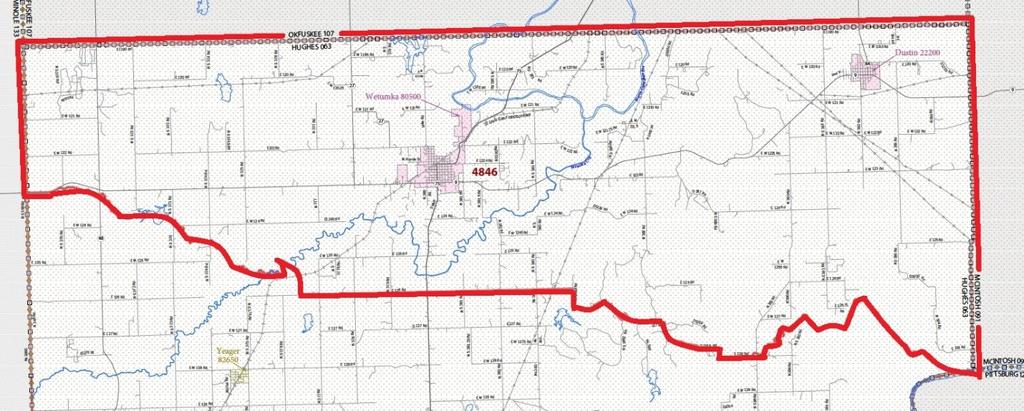 Wetumka / Dustin Area. In the northern part of Hughes County, there is another High Poverty Area.