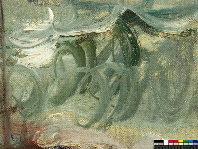 Fig. 9 Detail, spiral somersaulting brushstrokes in the region of the sea Fig.