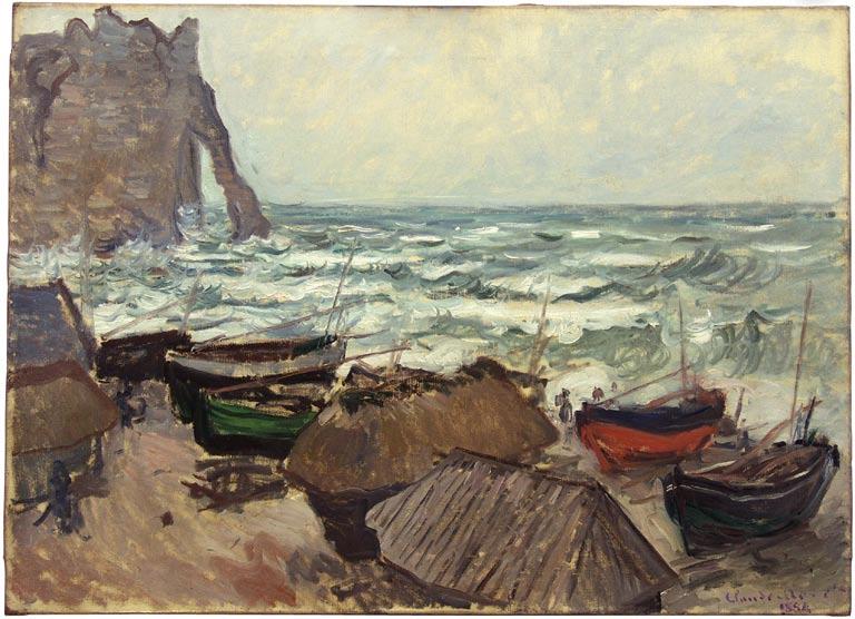 Boats on the Beach at Etretat, Research Project Painting