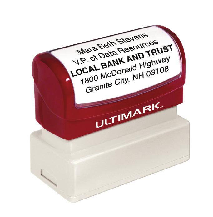 Ultimark Pre-Inked Stamps Just Press and Print! Allow 3 days for delivery Available in Black, Red or Blue It s that simple and Ultimark pre-inked stamps.