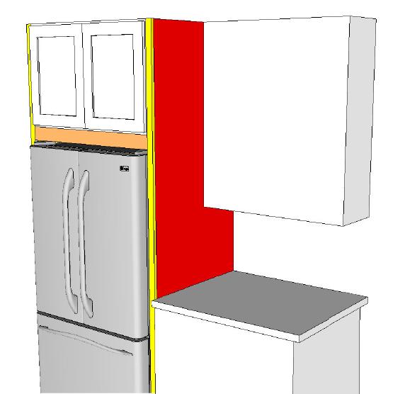 Refrigerator Return Enclosure RR96 24" Depth This diagram depicts how to enclose the side(s) of a refrigerator with standard RR96 panels.