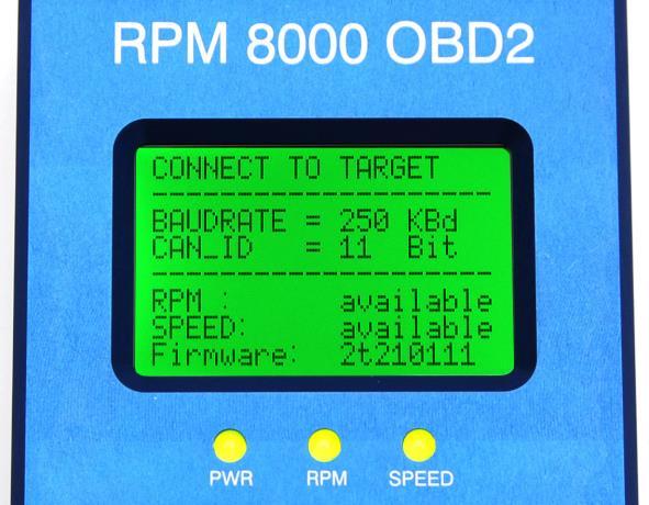 * The RPM8000-OBD2 is only for authorized test people e.g. from R&D departments. * Not suitable for general use on puplic streets! 2) Switch on your car electronic by the car key.