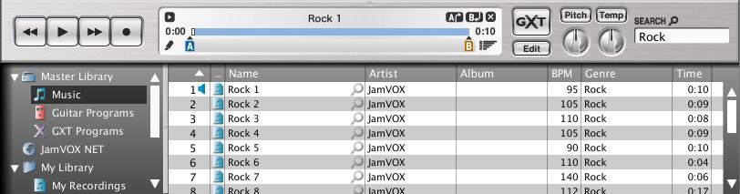 Library / List Importing songs from the itunes library 1 From the File menu, choose Import itunes library. All songs that have been imported into itunes will be added to the JamVOX library.