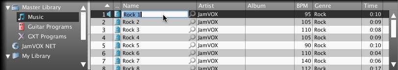 JamVOX owner s manual Editing information Editing information in the main list Here s how to edit items of the main list within the list itself.