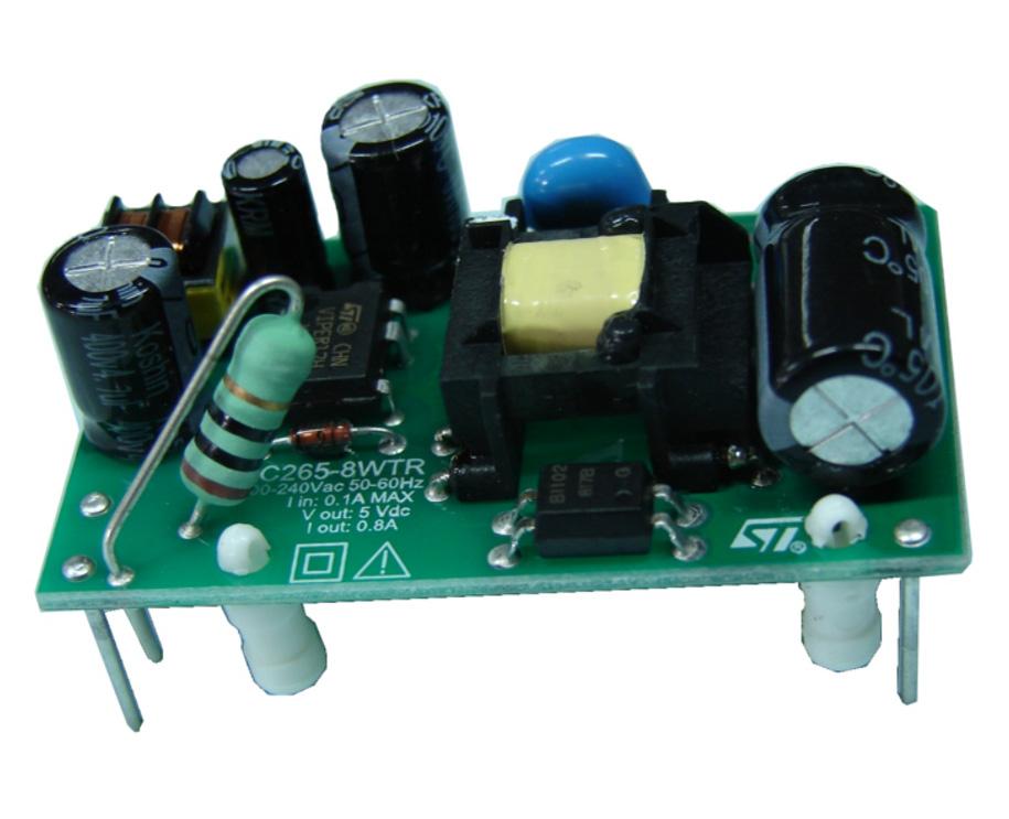AC-DC power supply module Datasheet production data Features Open frame switch mode power supply European input voltage range Single output 5 V, 8 W peak power, 4 W continuous operating mode EMC