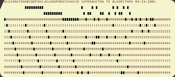 Modern IBM card One character per column.