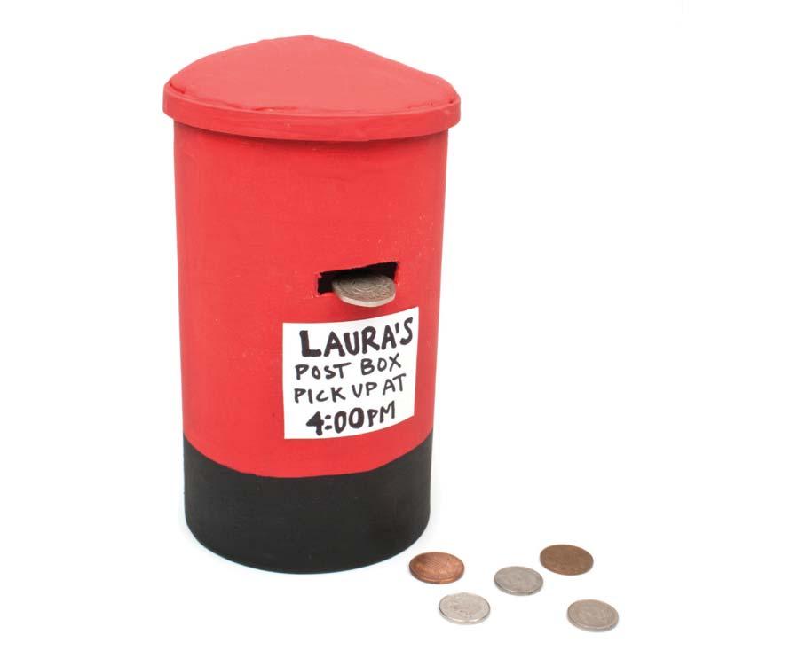 post box bank Save your money in an English post box!