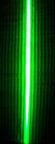 4 Double slit in metal (0.1mm) Green laser The laser used, is of a green wavelength.