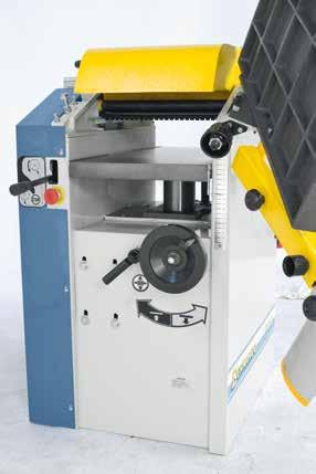 Planing machines Surface planer and thicknesser PT 310 Integrated tiltable dust hood, extraction outlet 100 mm Folding planing tables allows fast conversion from planer to thicknesser