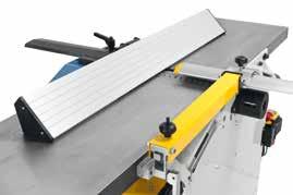 Planing machines Surface planer and thicknesser PT 410 Solid planer fence with prism guide, tiltable from 90º to 45º Maintenance-free 4-knife cutterblock features HSS-quality cutter knives Tiltable