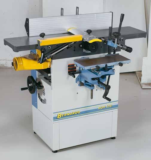 Planing machines Surface planer and thicknesser ADH 250 Both planing tables feature fine adjustment and are designed with slots to keep noise level down Easy setting of chip removal (max.