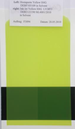 16 Organic Colorants for Digital Printing Color Comparison Hostaperm Yellow H4G vs.