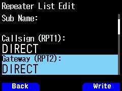 2 Reflector Menu on the TH-D74A/E By adding a simplex node device's frequency information in the repeater list, the Reflector Menu Select can be used as well as a D-STAR repeater.